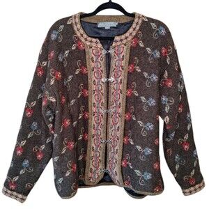 Ocean Pacific Women's Floral Cardigan - Brown and Multicolor